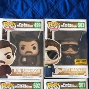 Funko Pop Bert Macklin and Ron Swanson Parks and Recreation Set of 2 MINT